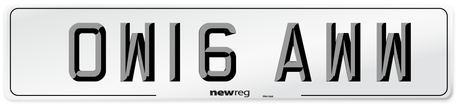 OW16 AWW Number Plate from New Reg